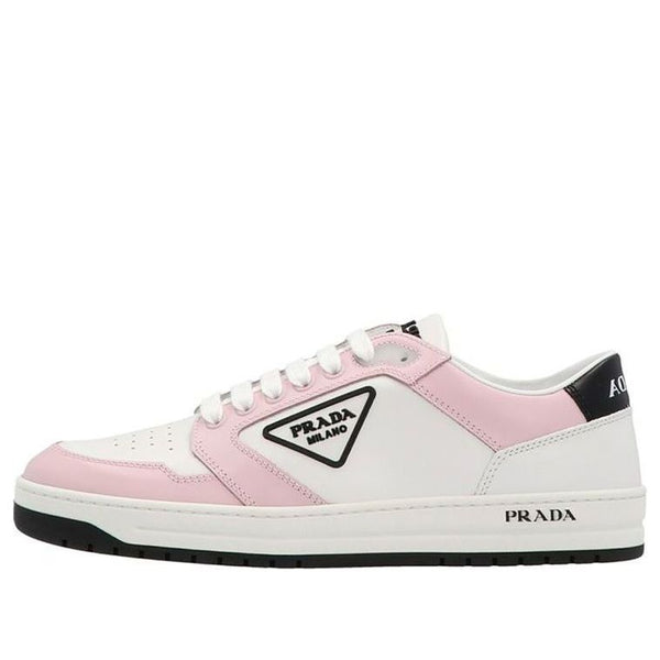 Кроссовки district perforated leather sneakers 'white alabaster pink ' Prada, розовый