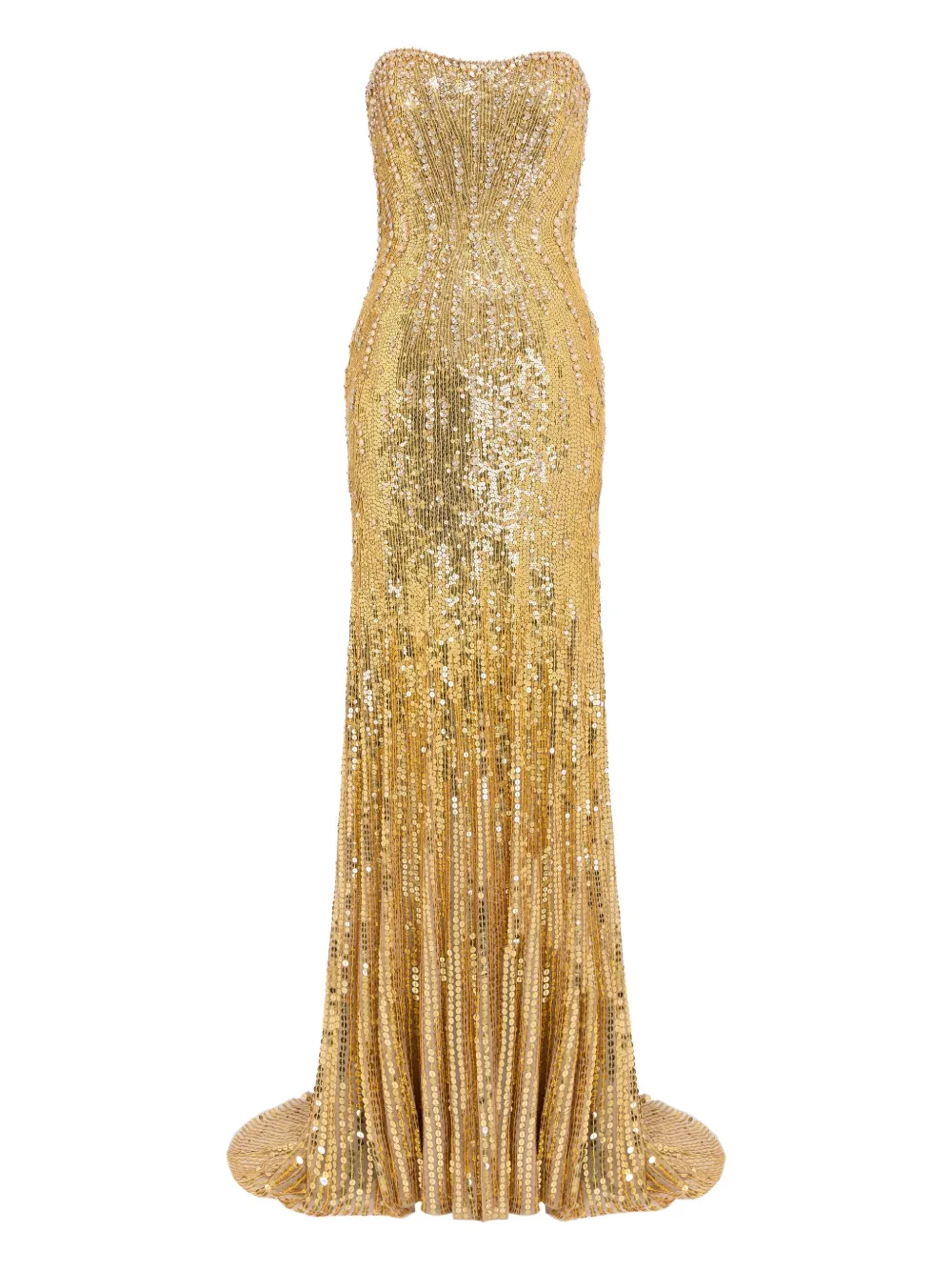 

Платье макси без бретелек Sarai, украшенное пайетками Jenny Packham, золотой