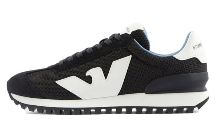 

Кроссовки EMPORIO ARMANI Logo-patch Panelled Sneakers, темно-синий