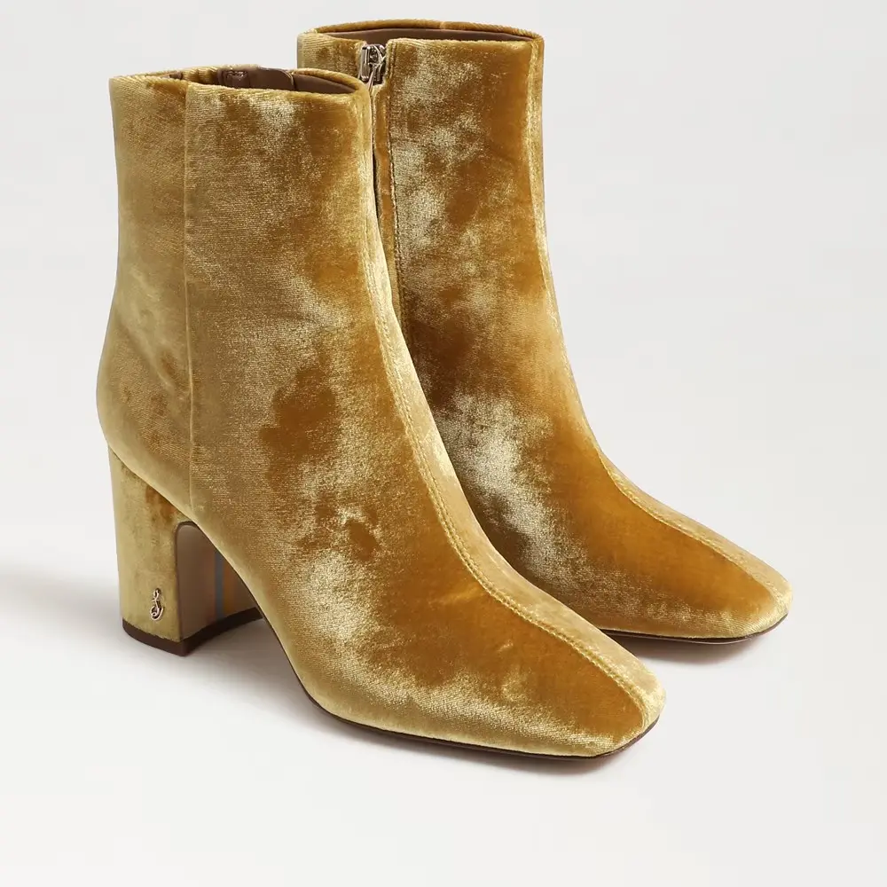 Сапоги Sam Edelman Fawn, женские, размер США 5.5, желтая замша, квадратный носок, короткие