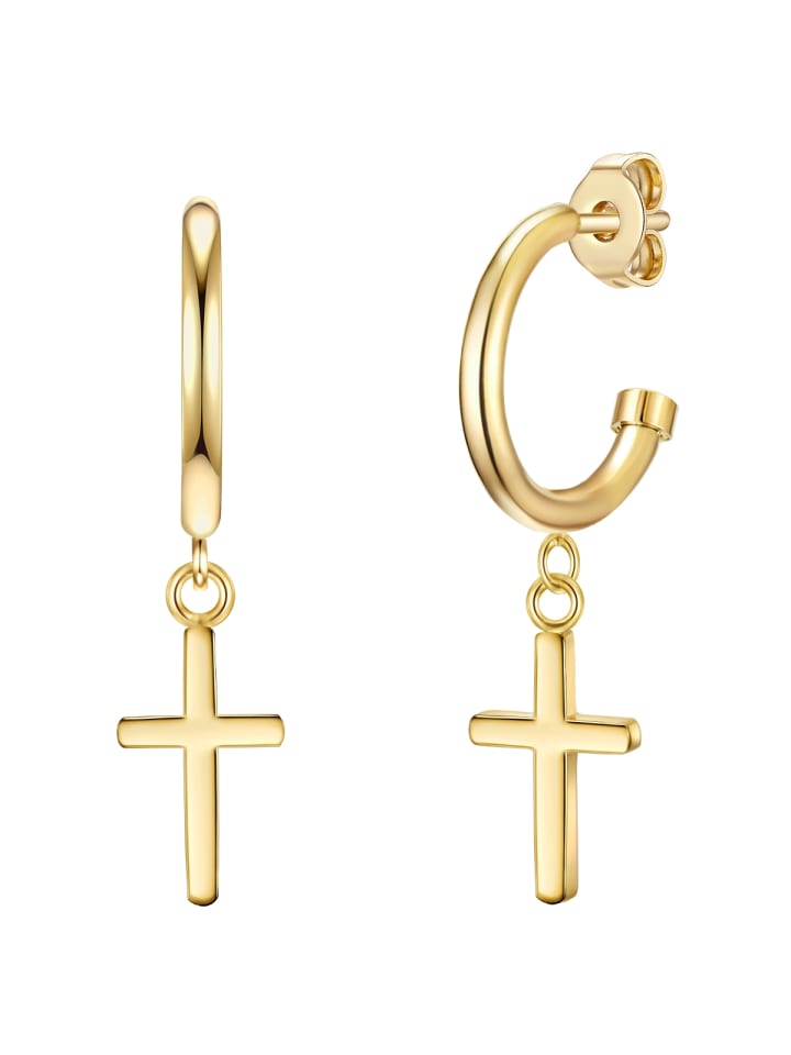 

Eastside NY Серьги-кольца в форме креста из нержавеющей стали с отделкой из желтого золота