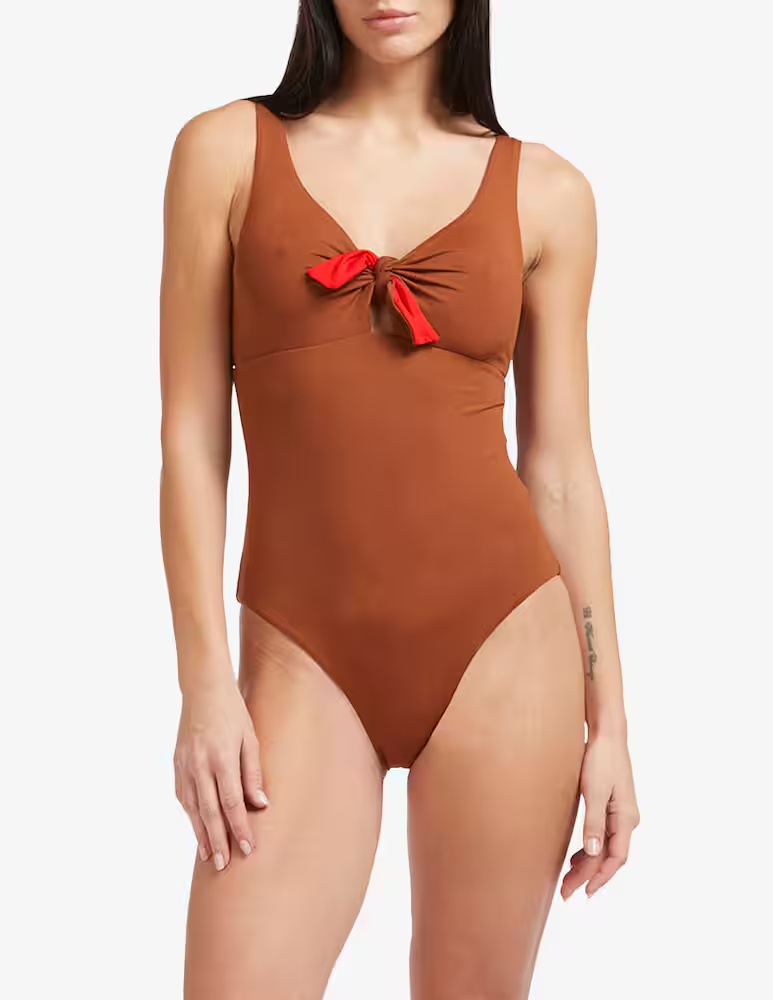 

Цельный купальник с узлом Fisico, коричневый