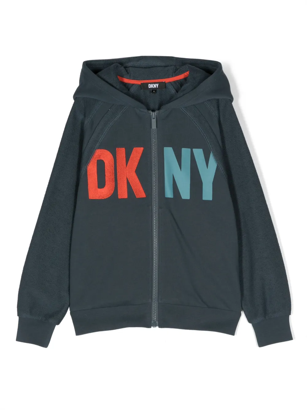 

Худи на молнии с жаккардовым логотипом Dkny Kids, синий