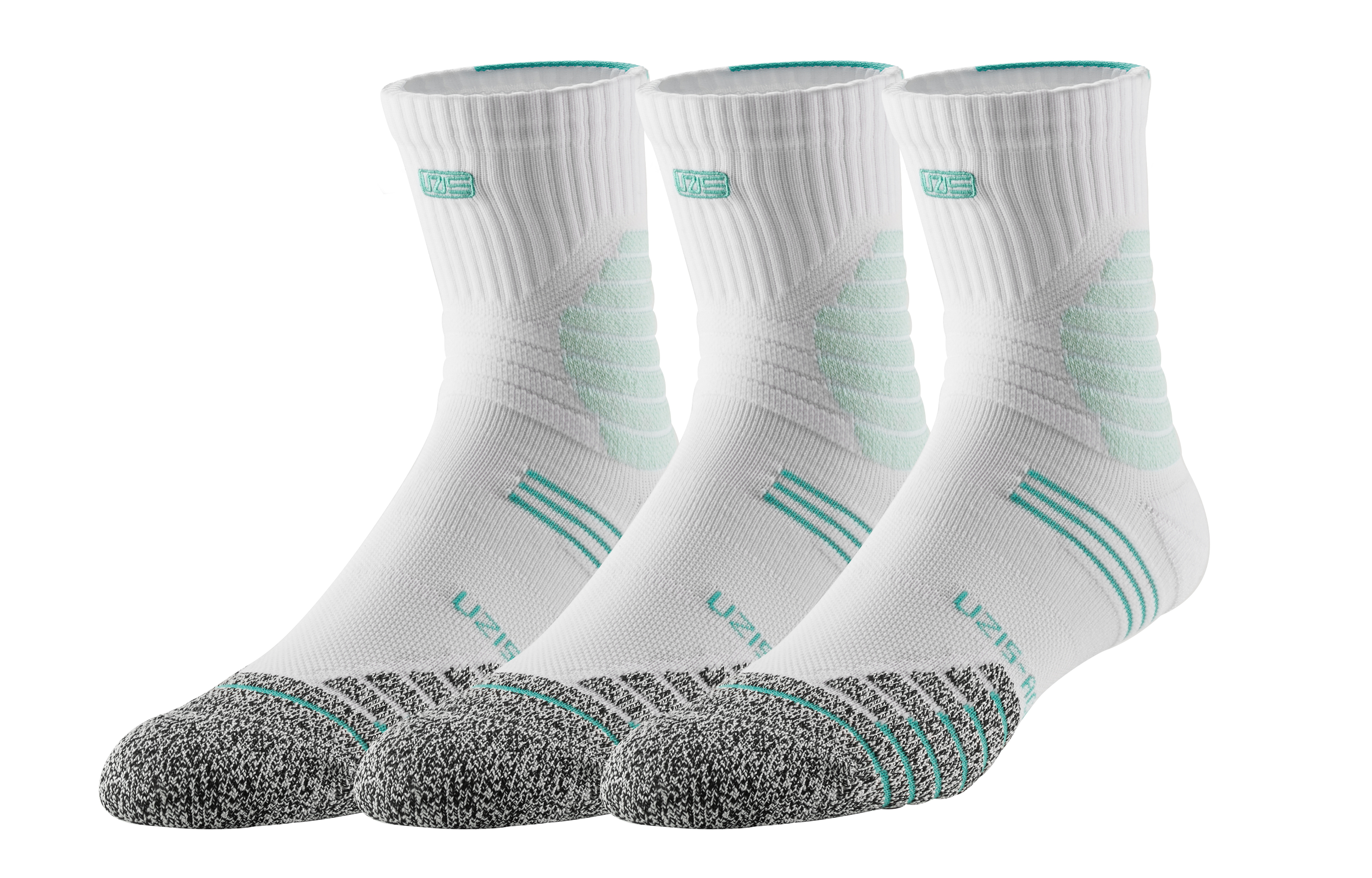 

Баскетбольные носки унисекс, 3 пары UZIS, 1 Set 3 Pack (Mint Green+South Beach+Black White)