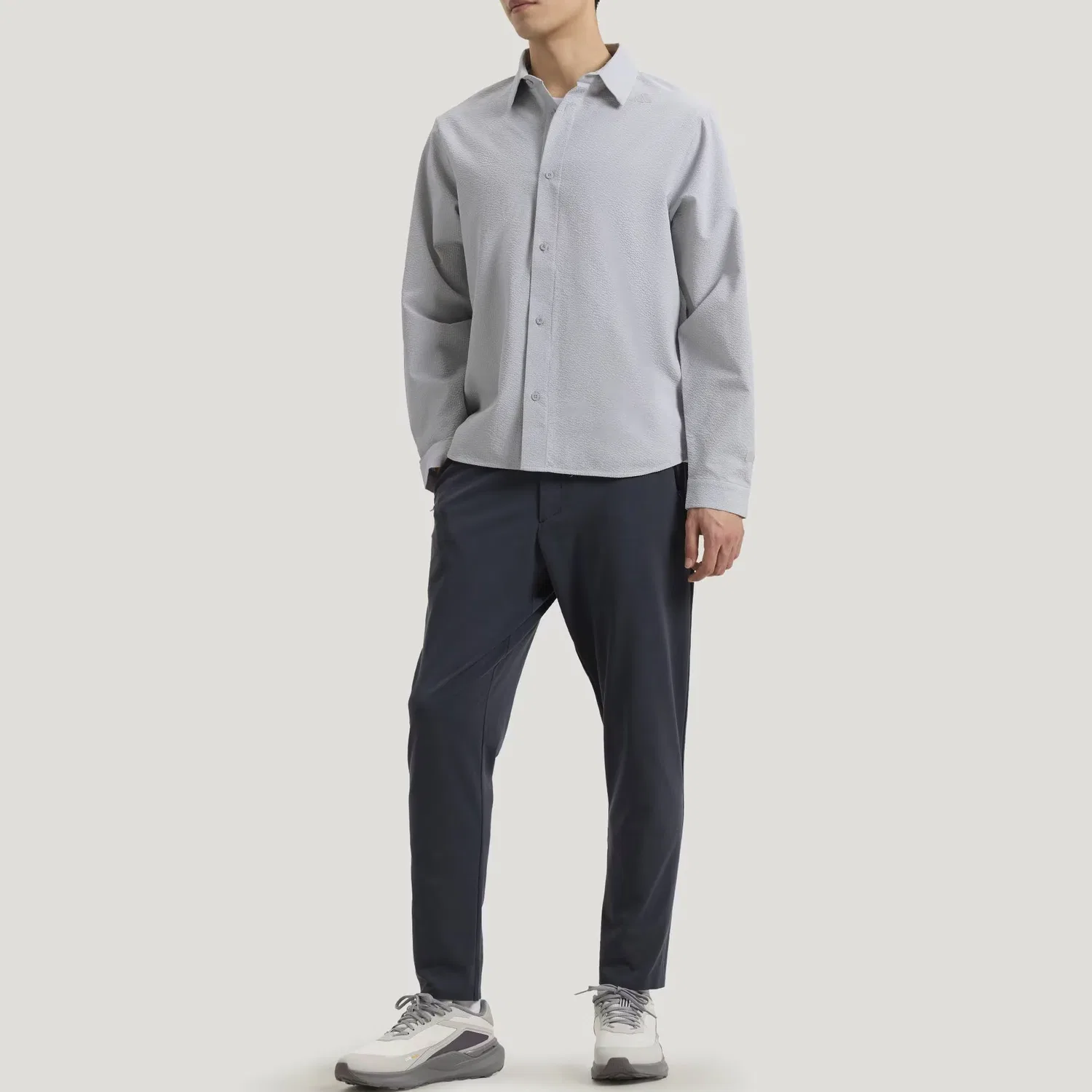 Рубашка мужская с длинным рукавом из сирсакера Adidas, Light Gray — фото 4