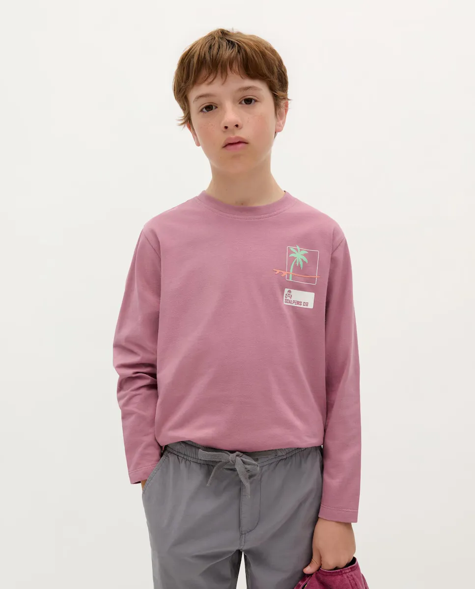 

Футболка для мальчика из хлопка с длинными рукавами Scalpers, пурпурный