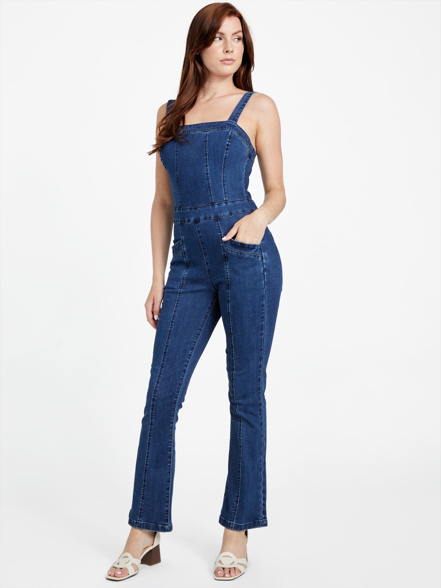 

Экологичный джимовый комбинезон Selena Guess Factory, Dark Wash