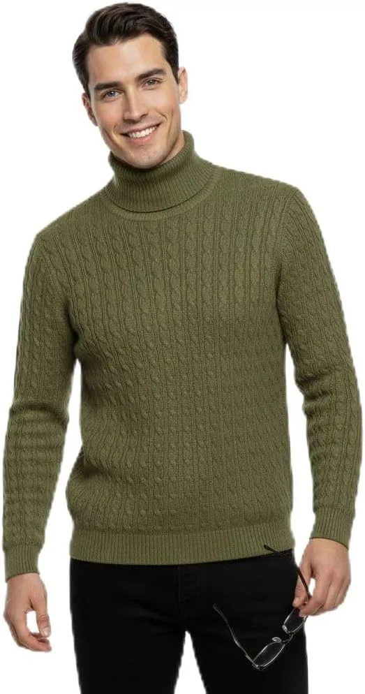 

Мужской водолазка кабельной вязки высокий воротник теплый зимний мягкий свитер BIWTUP