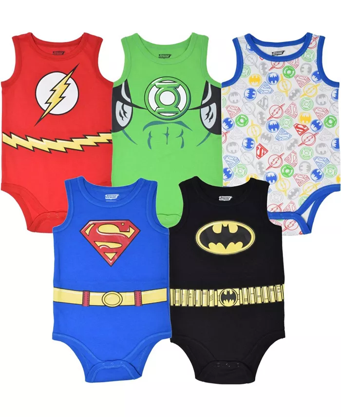 

Набор из 5 боди для мальчиков Baby Boys Batman Superman The Flash, размеры от новорожденного Justice League, мультиколор