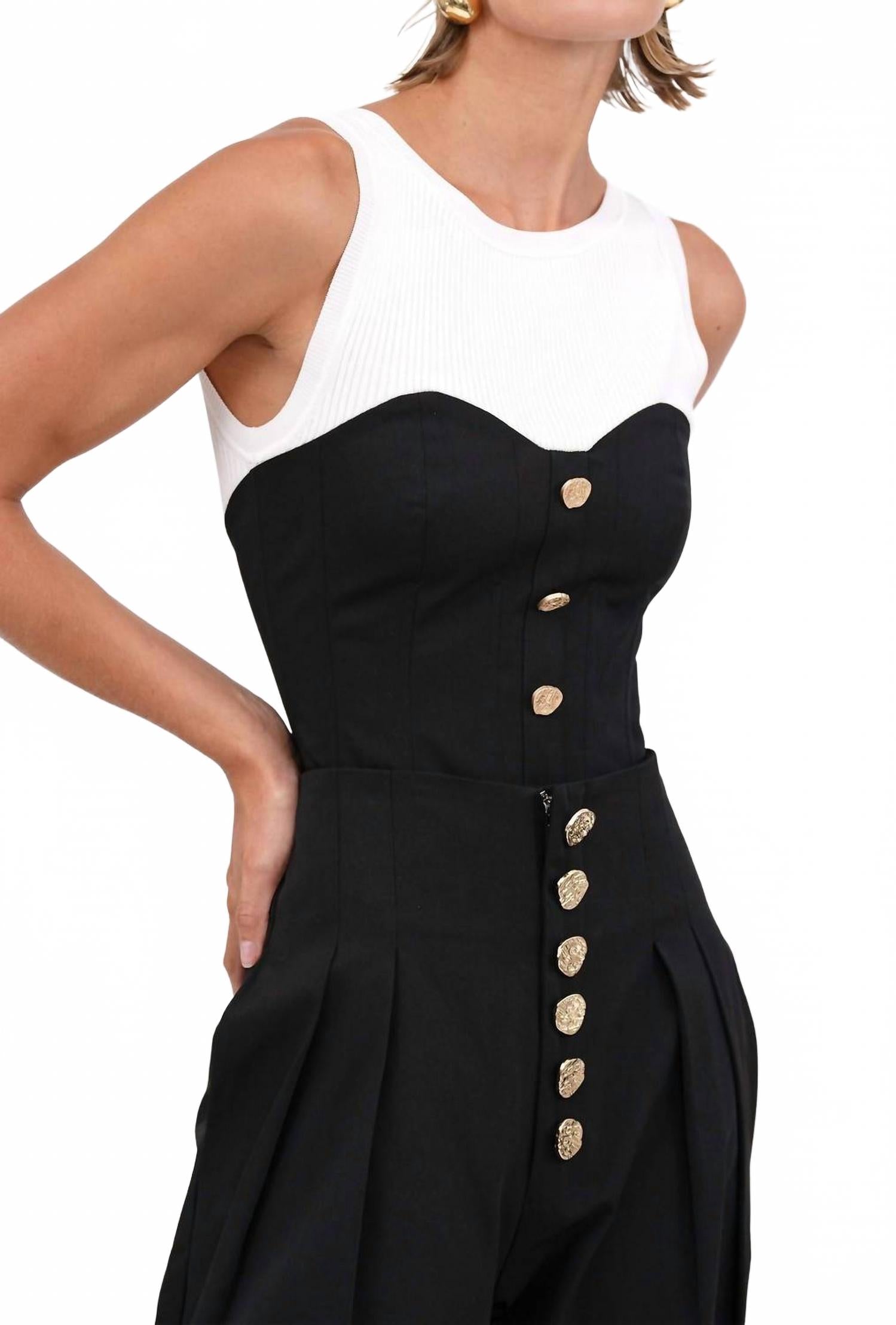 

Топ без рукавов Bowie в белом/черном цвете NONCHALANTLABEL