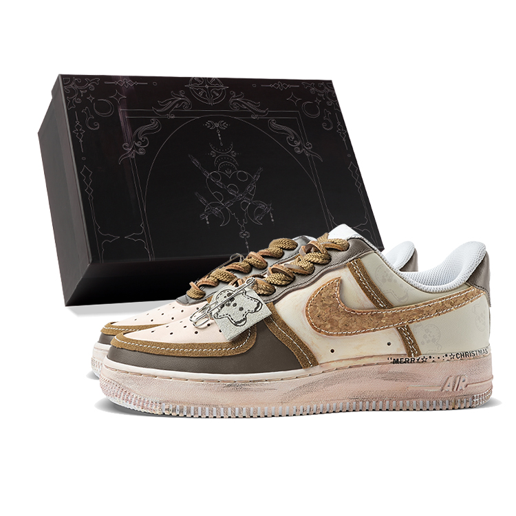

Nike Кроссовки Air Force 1 для скейтбординга, износостойкие, низкие, мужские, коричневые, черные