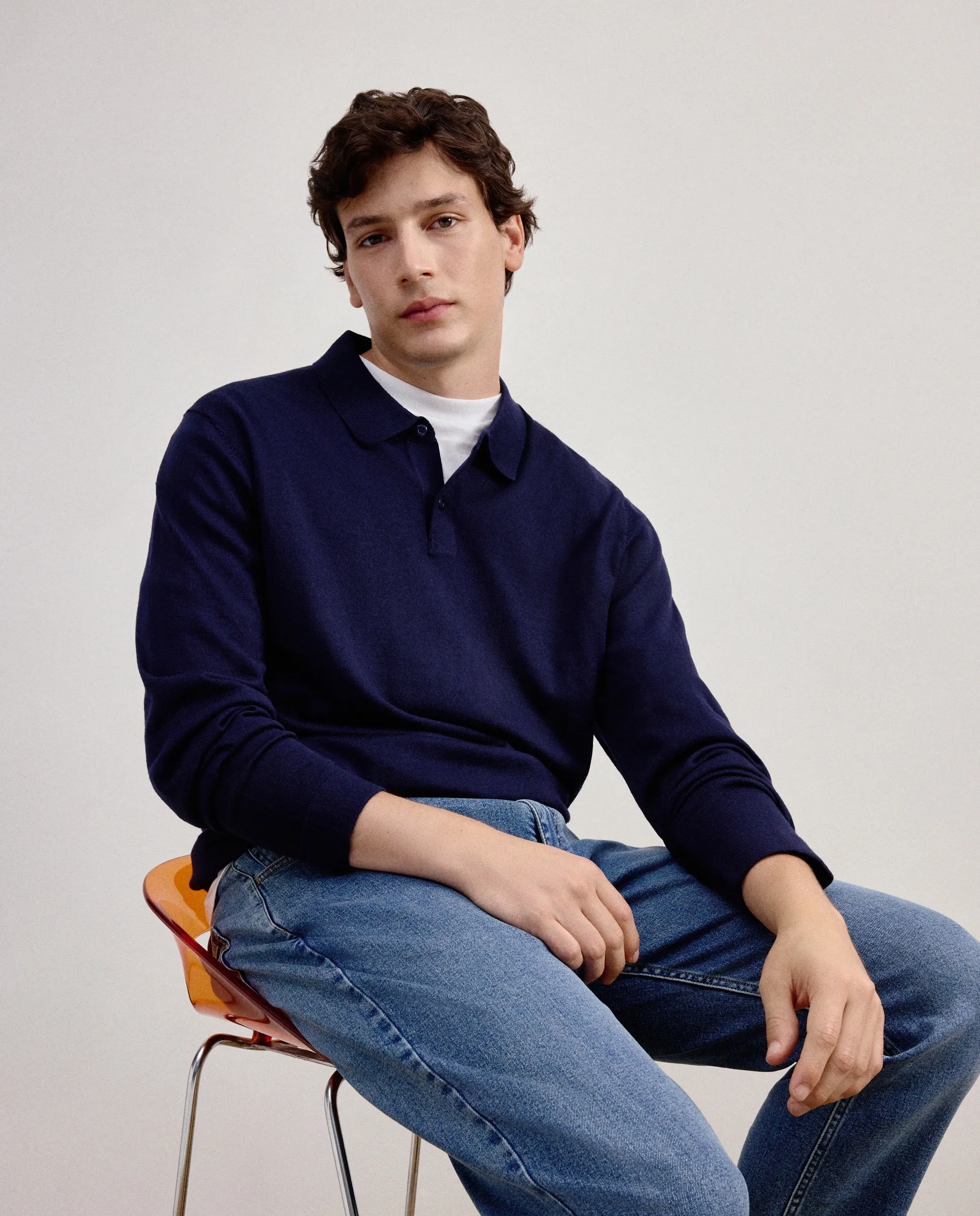 

Мужской свитер с воротником-поло Dustin, темно-синий