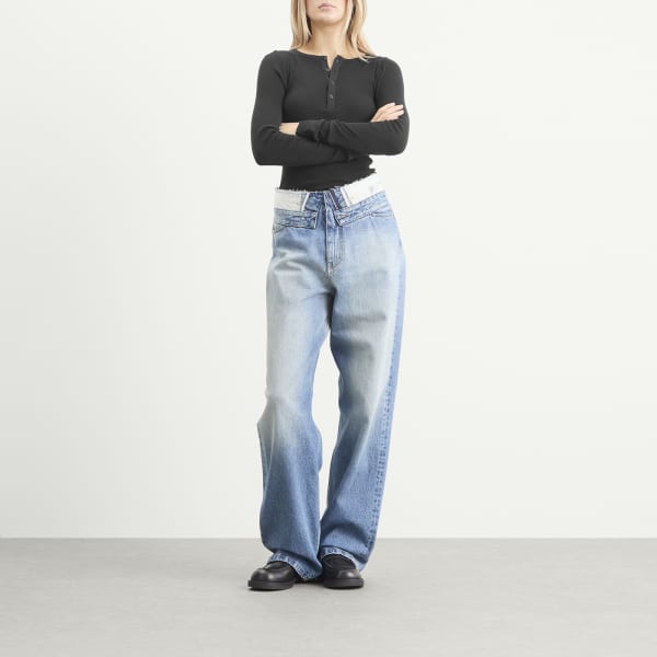 Деконструированные джинсы Mm6 Maison Margiela, светло-синий — фото 4