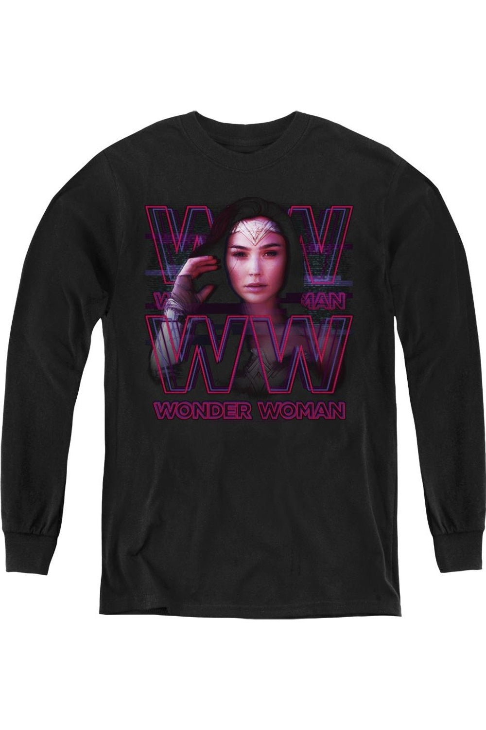 

Футболка с длинным рукавом для подростков Wonder Woman 84 в стиле Vaporwave Gildan, черный