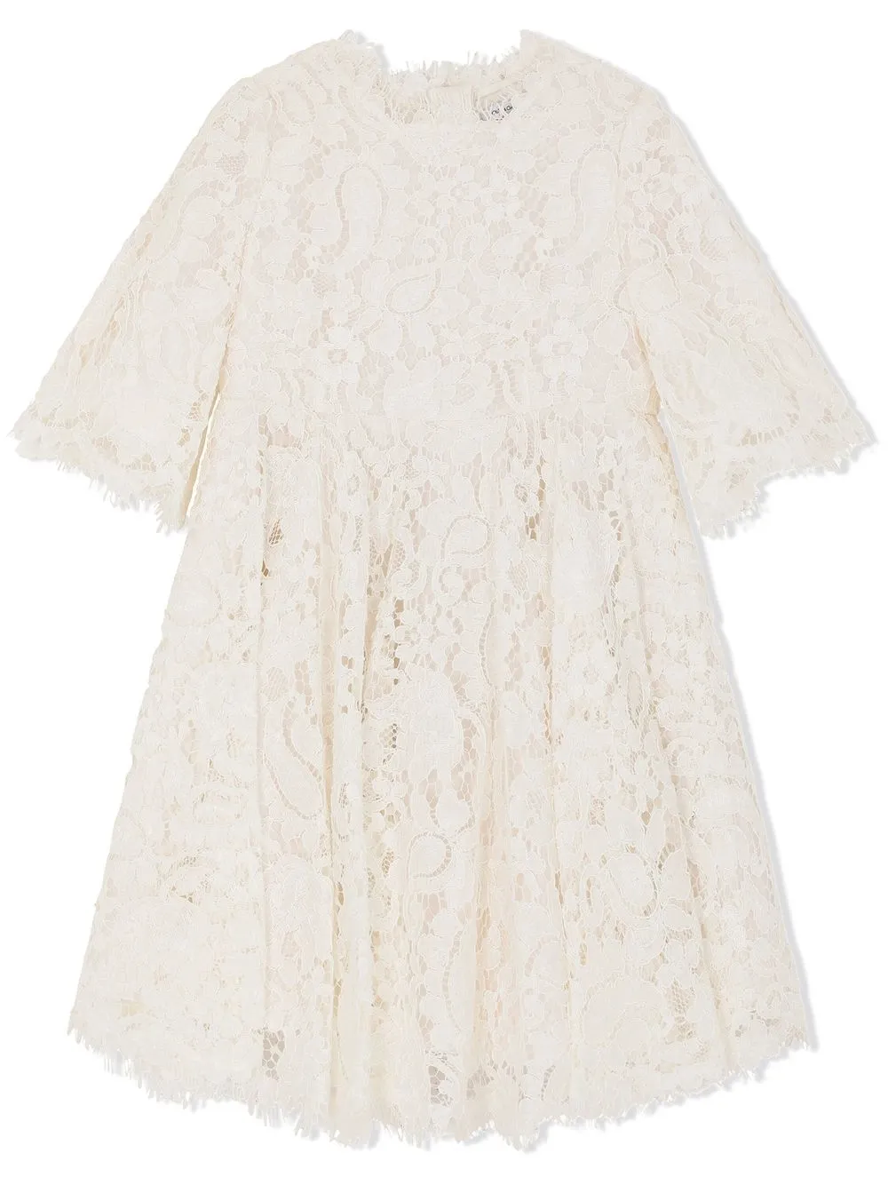 

Кружевное платье миди Dolce & Gabbana Kids, белый