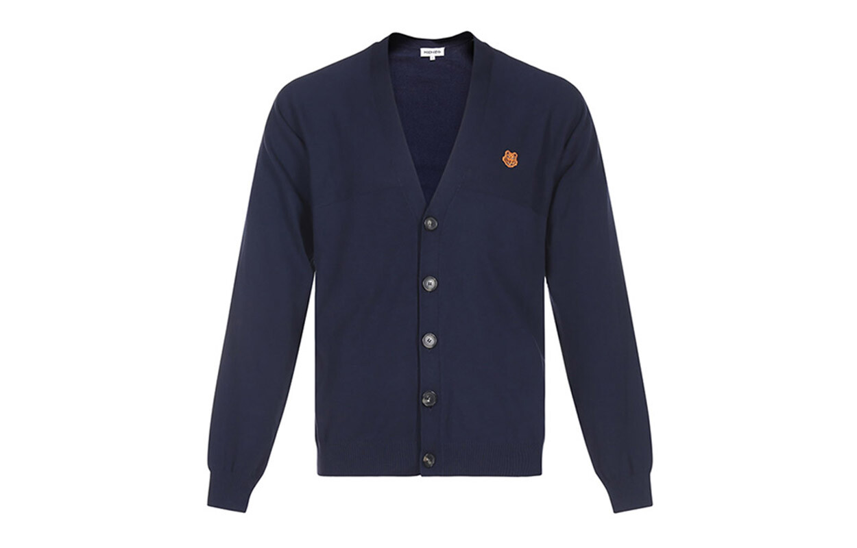 

Классический мужской свитер с головой тигра, темно-синий Kenzo, синий