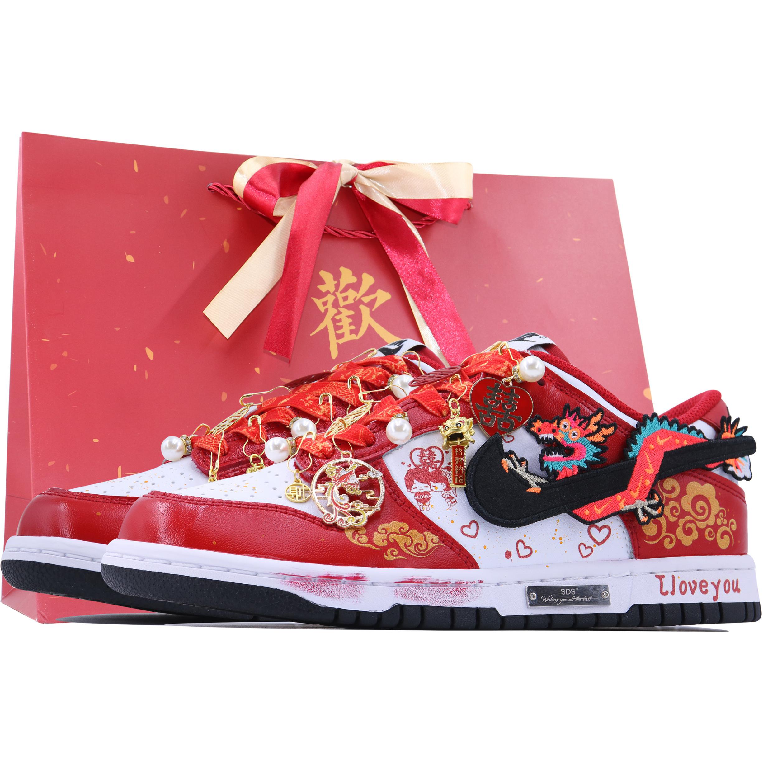 

Nike Детские кроссовки для скейтбординга Dunk Slip с нескользящей подошвой, красные, белые, золотые, подростковые