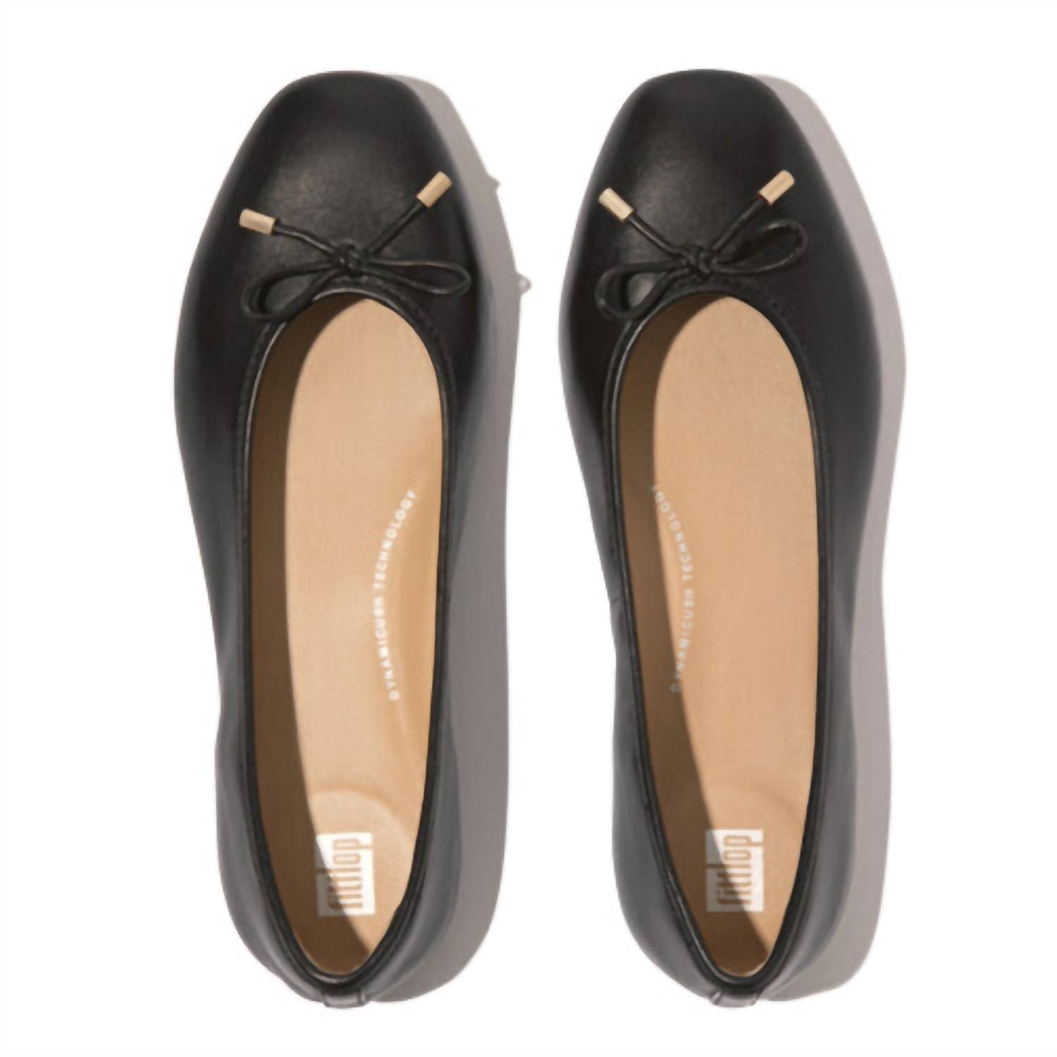 Женские балетки Delicato Bow из мягкой кожи черные Fitflop — фото 3