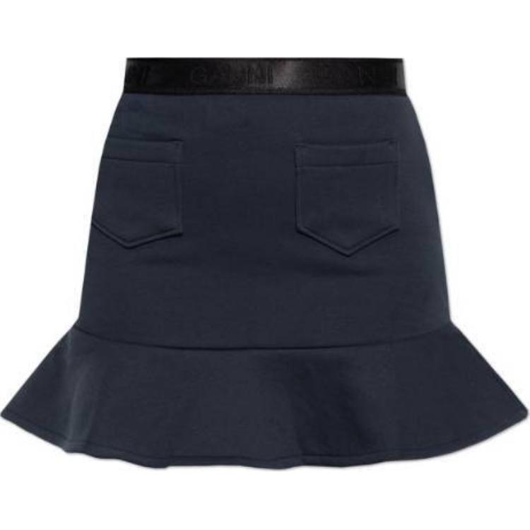 

Мини-юбка с эластичным поясом GANNI, темно-серый