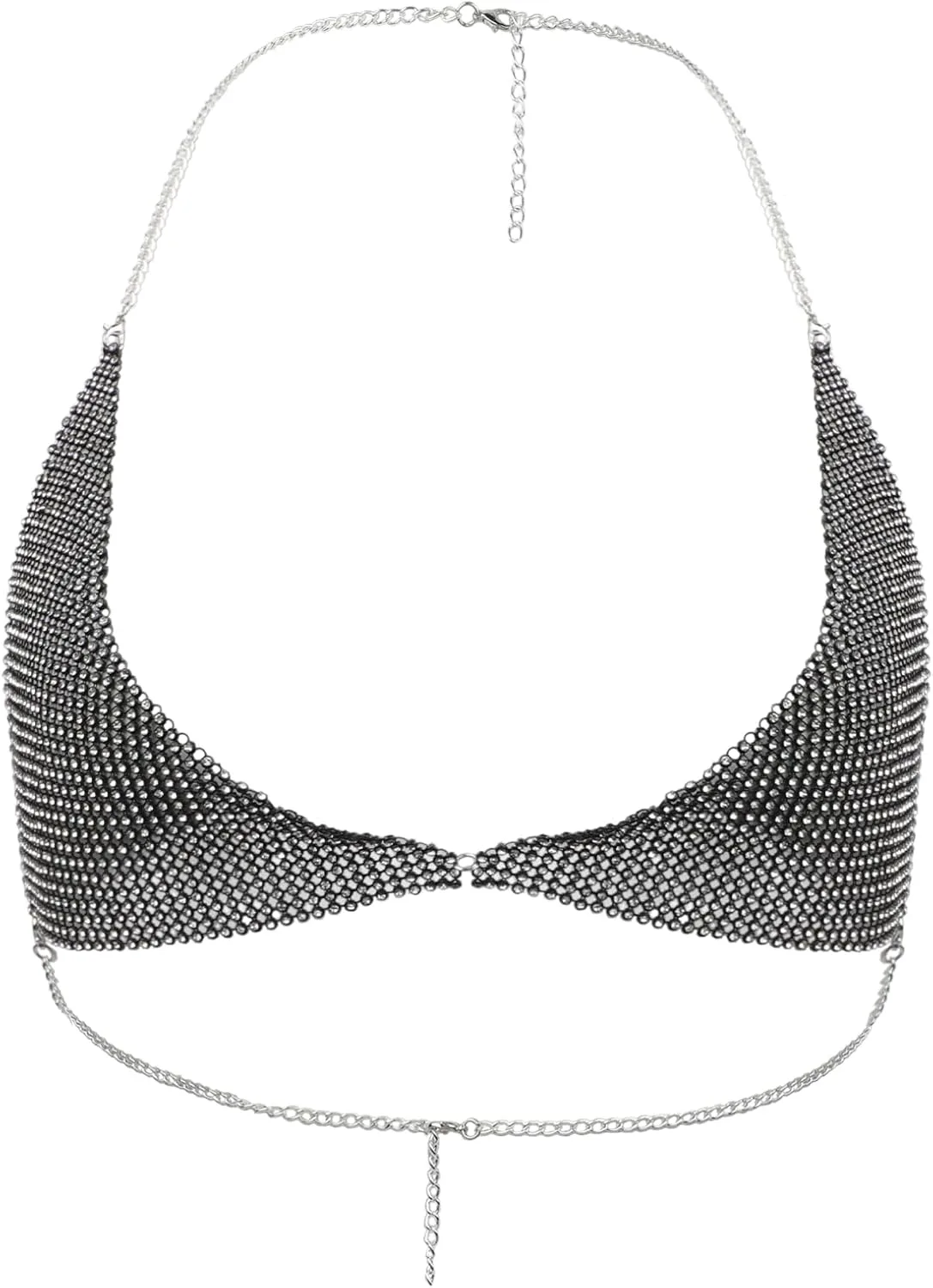 

PURFUN Sparkly Metal Rhinestone топ-бралетт с треугольными чашками и цепочками для тела