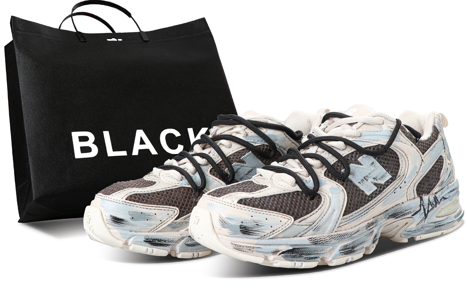 

New Balance Нью Баланс 530 кроссовки унисекс низкие бежево-сине-черные экрю, цвет Ecru