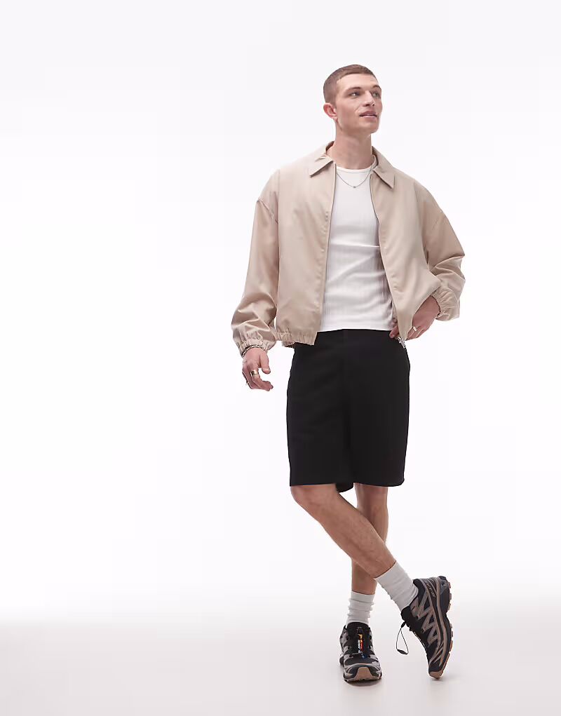 

Джинсовые шорты прямого кроя Topman черного цвета