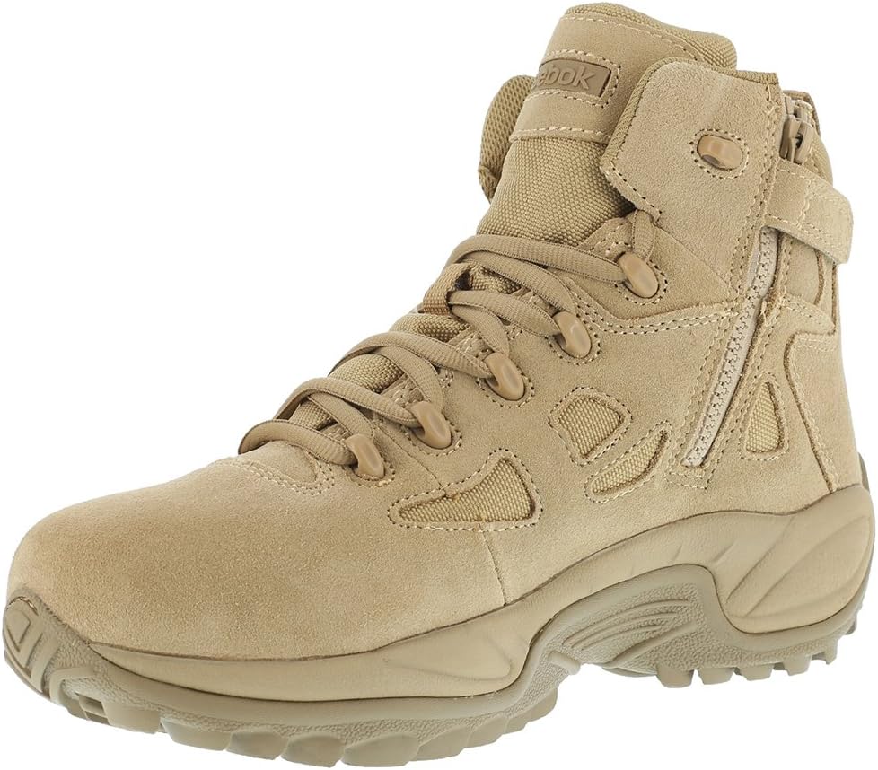 Мужские тактические ботинки Reebok Rb8694 Rapid Response с композитным носком, 15 см, боковая молния, пустынный тан, военные и тактические ботинки, Desert-suede — фото 3
