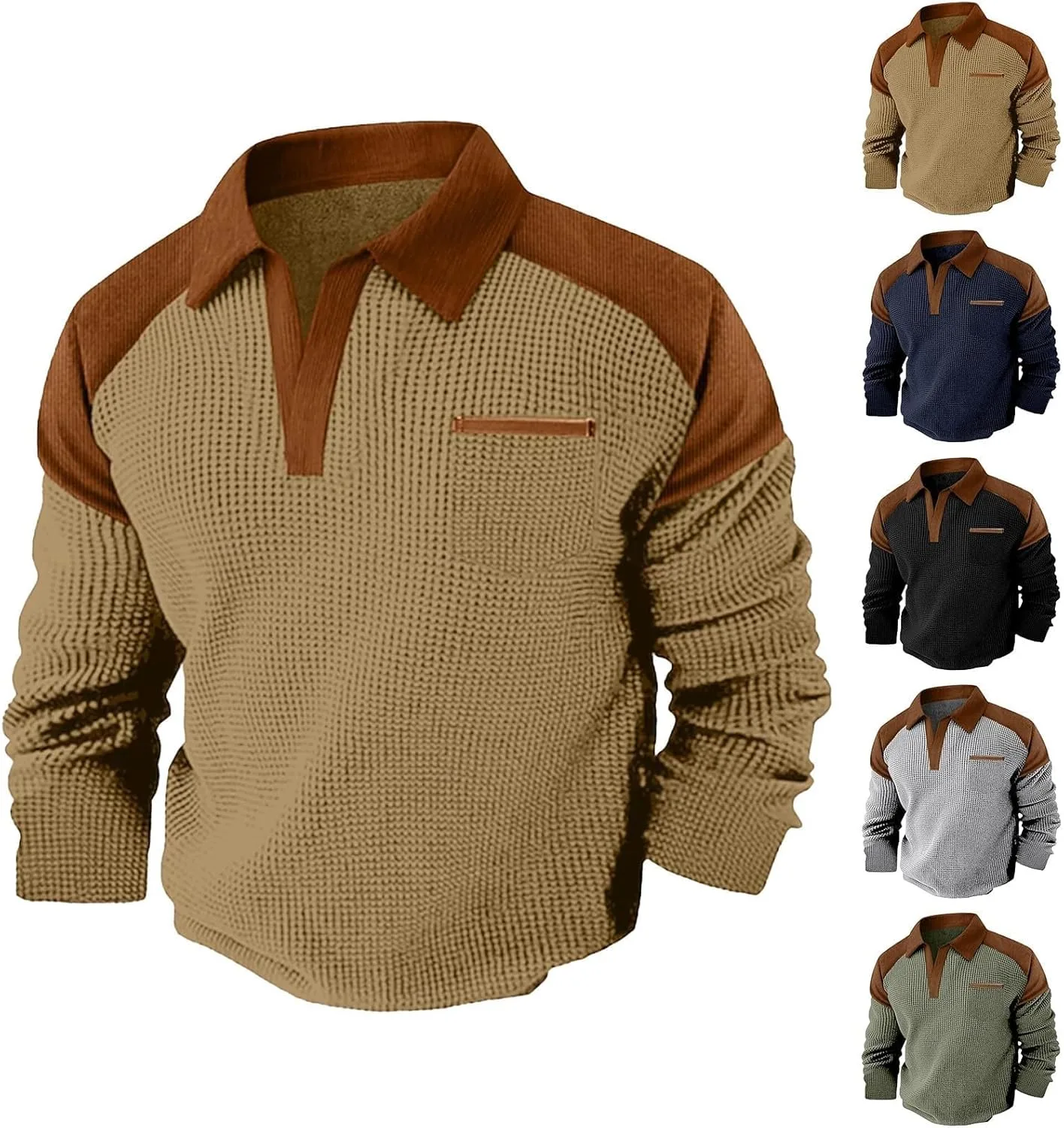 

Мужская футболка-поло с воротником стойкой и длинным рукавом Lmdudan