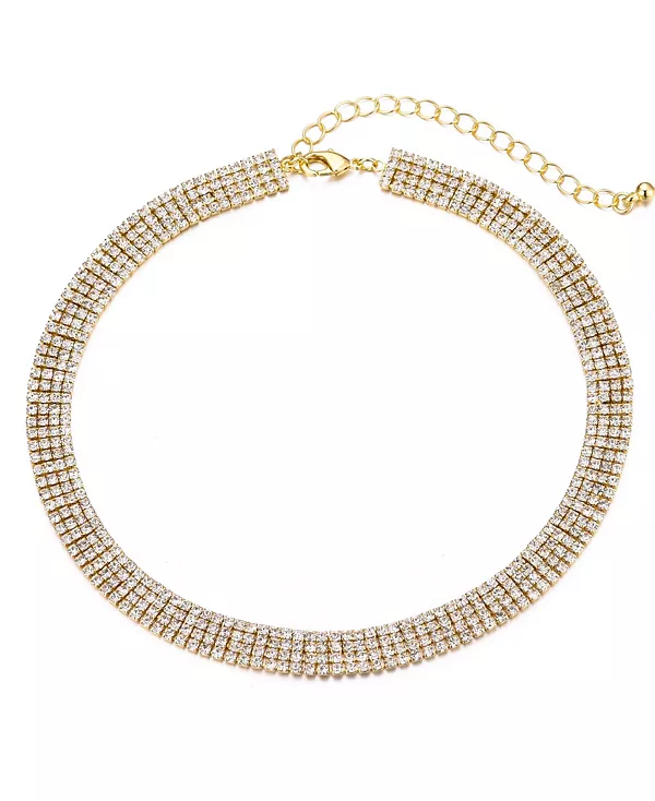 

Регулируемое колье-чокер с золотыми кристаллами Adornia, gold