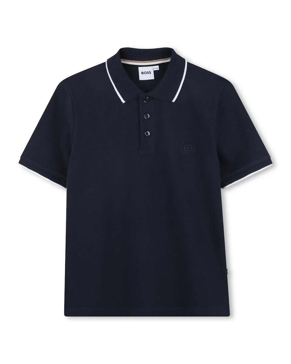 

Рубашка поло с короткими рукавами для мальчика из 100% хлопка BOSS Kidswear, черный