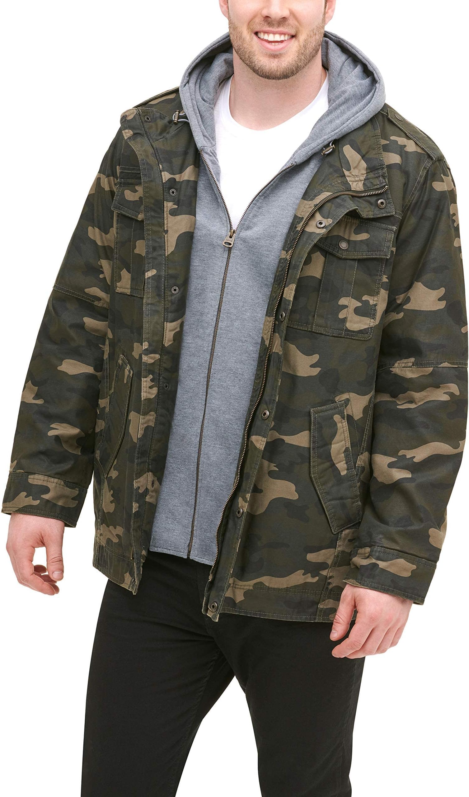 Куртка Levi's Levi's Men's Washed Cotton Hooded Military Jacket, цвет Camouflage — фото 2