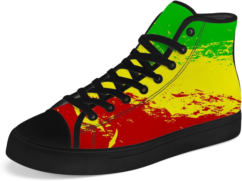 

Кеды на высокой платформе chebing Rasta для мужчин и женщин, регги, высокие кроссовки, шнуровка, повседневная обувь, подарок для папы и мамы, красный/зеленый/желтый