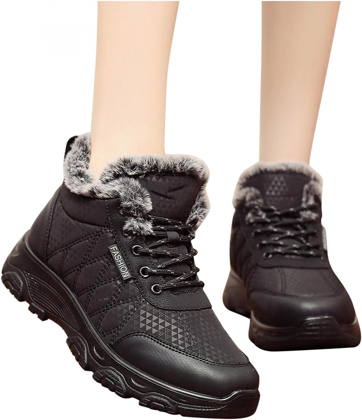 

Женские и мужские кроссовки Hbeylia Fuzzy для ходьбы и бега, модные кроссовки-башмаки до щиколотки, черный