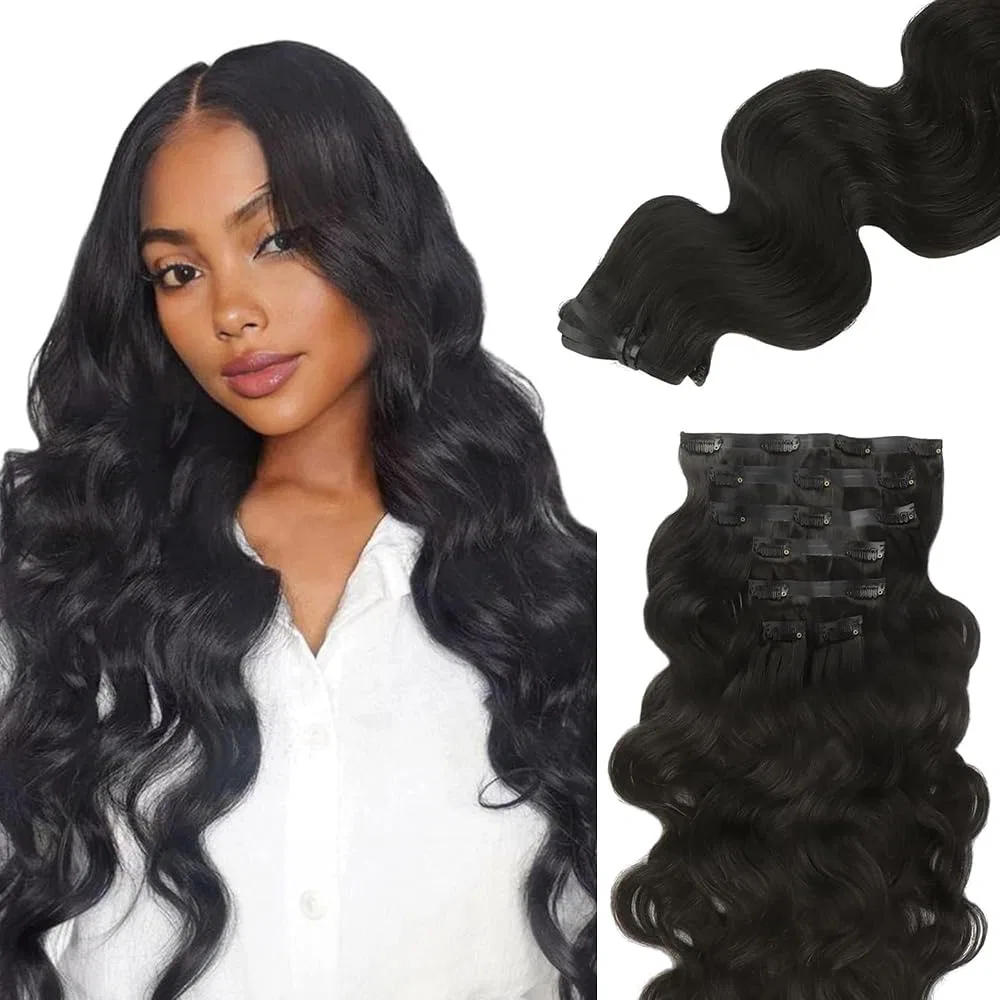 Наращивание волос на заколках «Body Wave» из натуральных волос, 120 г, 7 шт., 28 дюймов Wuvusnm