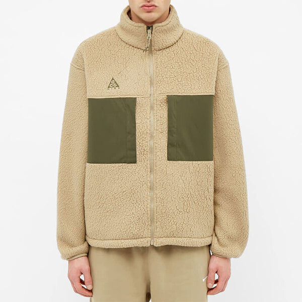 Куртка Nike ACG Colorblock Pocket Fleece Stand Collar Logo Jacket Khaki, хаки — фото 3