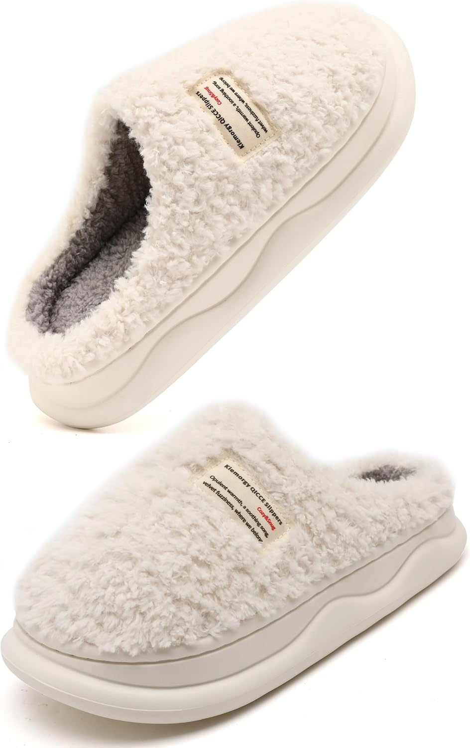 

Тапочки Kiemorgy для женщин и мужчин, тапочки с эффектом памяти для женщин, мягкие толстые пушистые домашние тапочки для спальни, для дома и улицы, белый