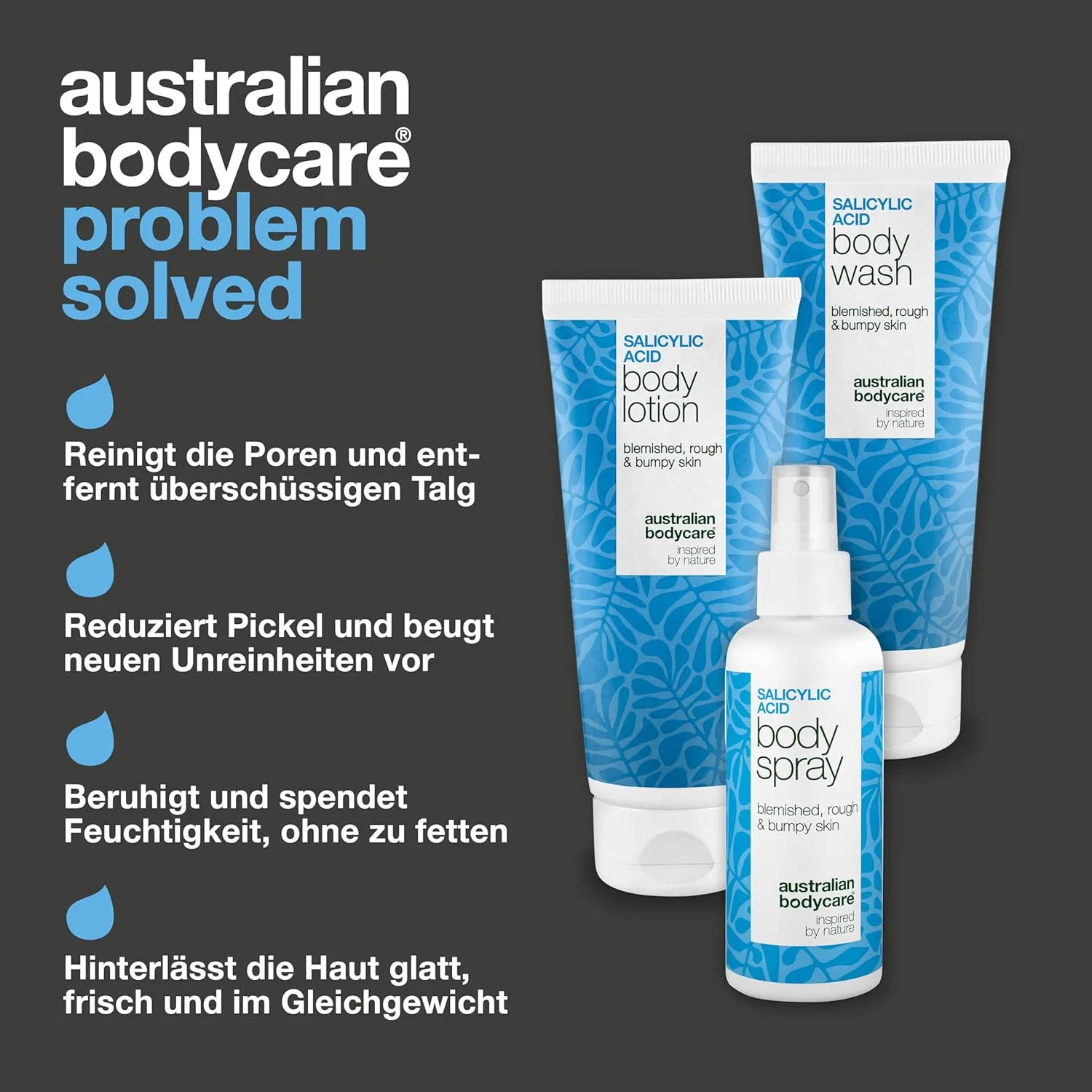 Набор для ухода за телом против прыщей с салициловой кислотой (3 продукта) Australian Bodycare — фото 3