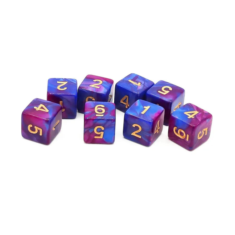 

Набор d6 — лавандовый и синий с золотом (8), Acrylic-Resin Dice - Vorpal (d6s)