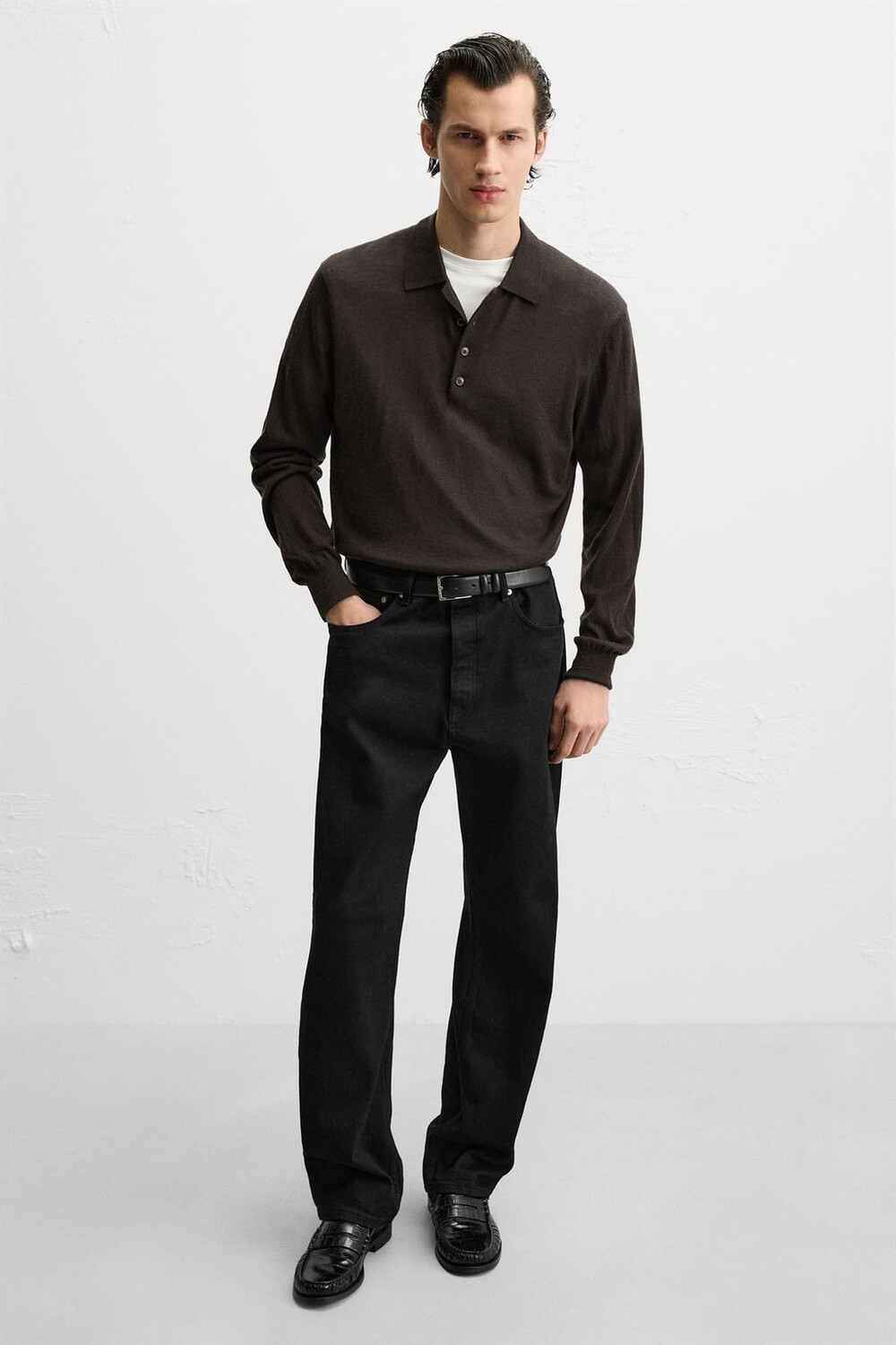 

Туфли из тисненой кожи ZARA, черный