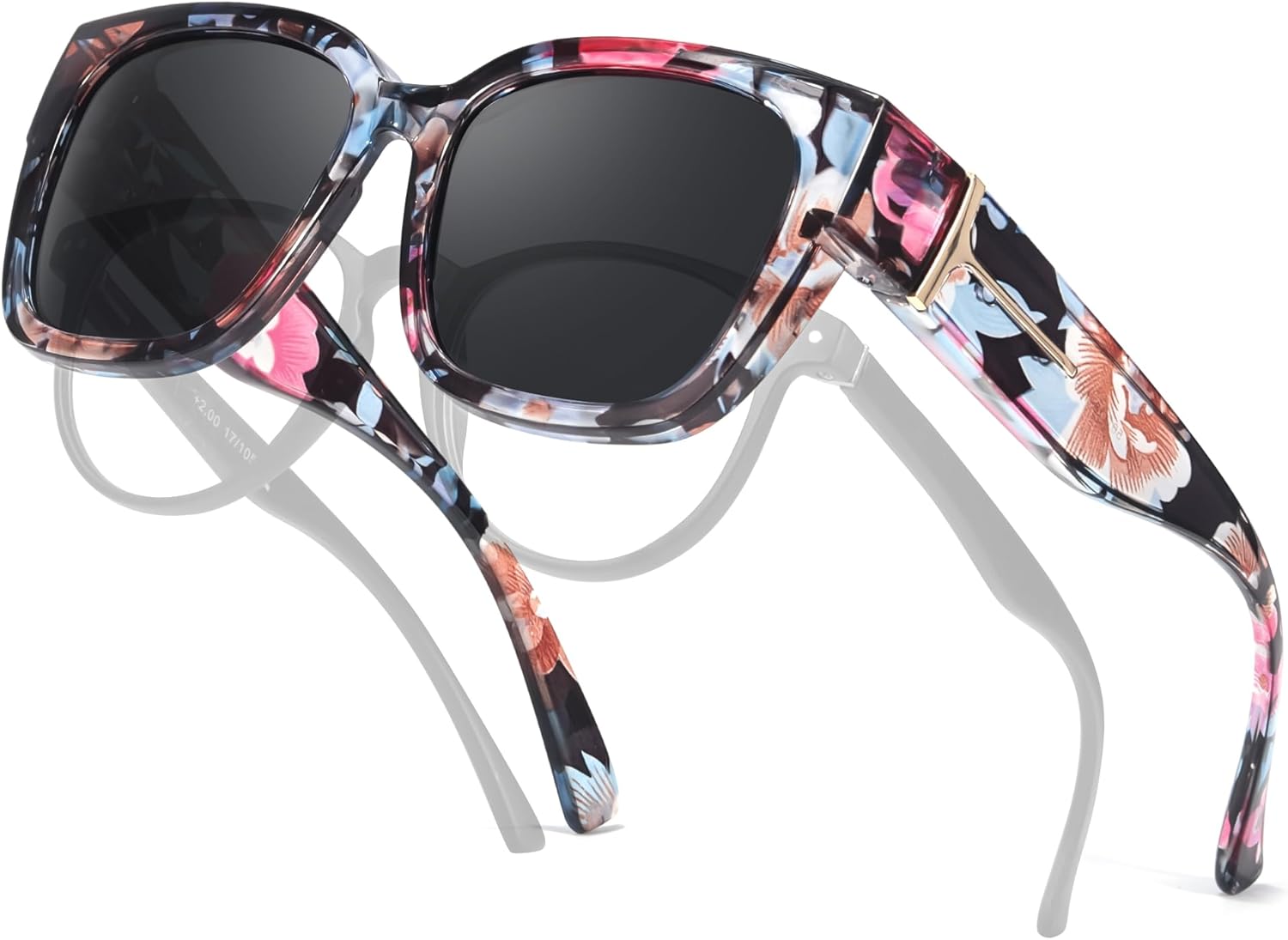 

Поляризованные солнцезащитные очки Xfeel для ношения поверх очков с диоптриями, для женщин и мужчин, увеличенного размера, для вождения, с защитой от УФ-излучения UV400, A06- Rainbow Flower