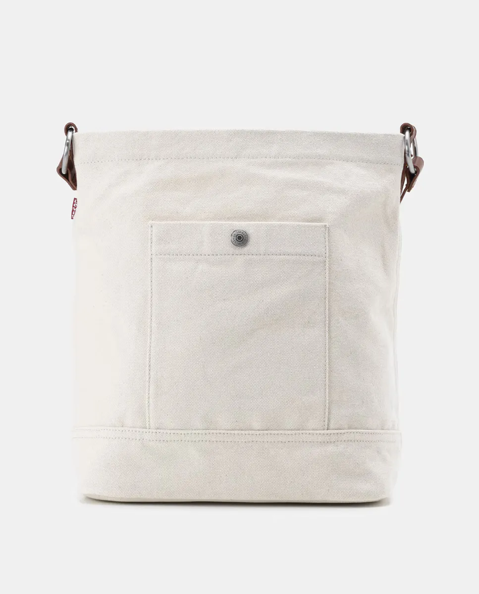

Сумка Bucket de lona con detalles en piel Levi's, цвет Crudo