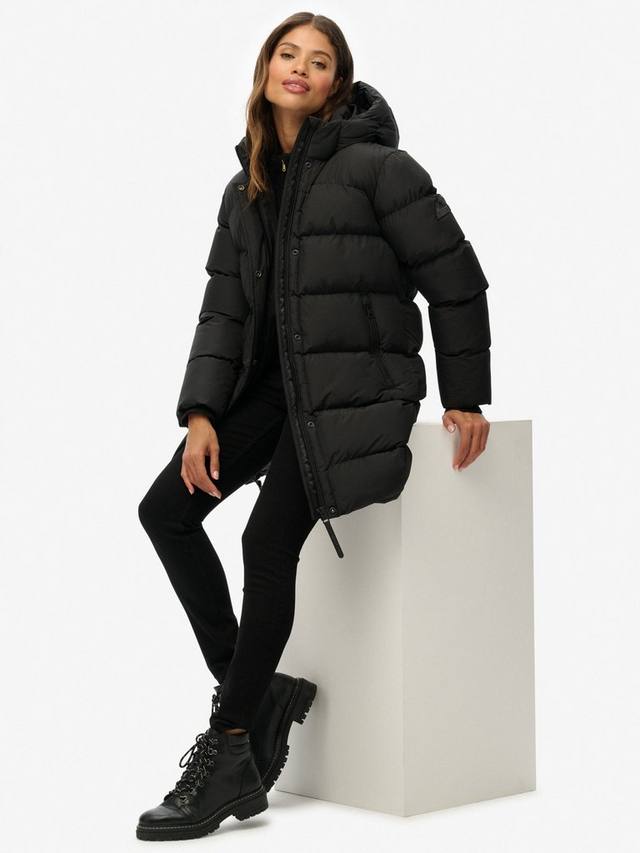 Утепленная худи куртка миди спортивная Superdry, Black — фото 4