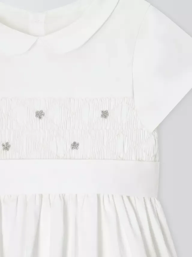 Детское платье-рубашка для подружки невесты с вышивкой, ярко-белое John Lewis Heirloom Collection — фото 3