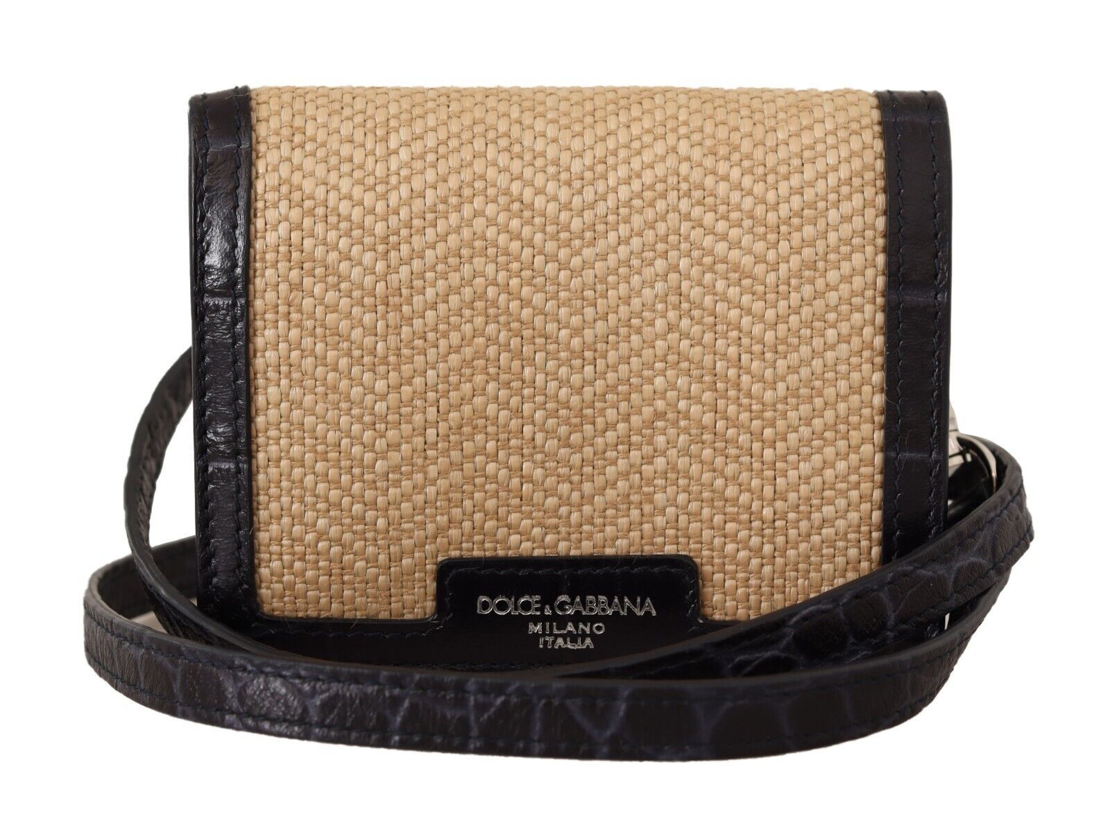 

Элегантный бежевый мини-кошелек двойного сложения с ремешком Dolce & Gabbana