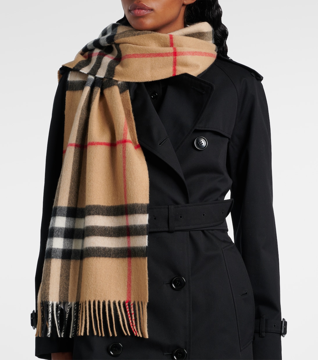 Шарф из кашемира Check Burberry, Archive Beige — фото 2