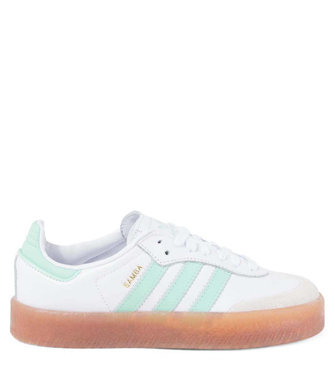 Кроссовки Sambae из кожи и замши Adidas Originals Kids, Ftwr White/Clear Mint — фото 3