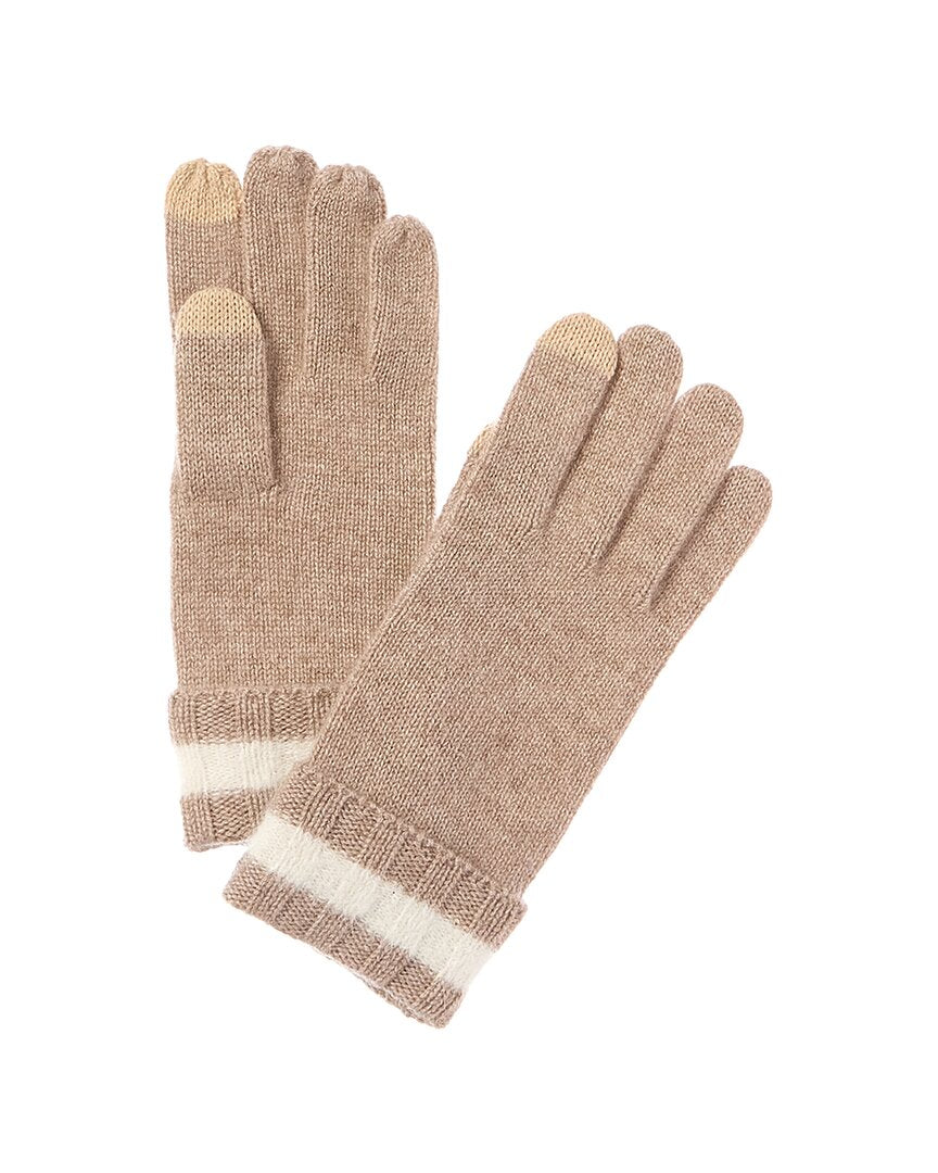 

Amicale Cashmere Fuzzy Stripe Rib Cuff Кашемировые перчатки, коричневый