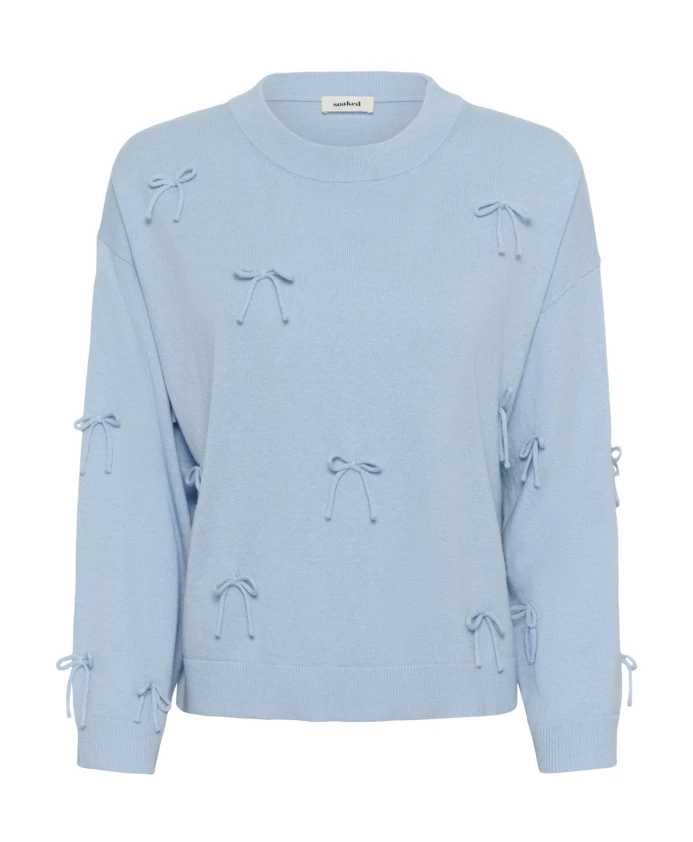 

Синий свитер с бантом и декоративными элементами в виде бантов. Soaked In Luxury, синий