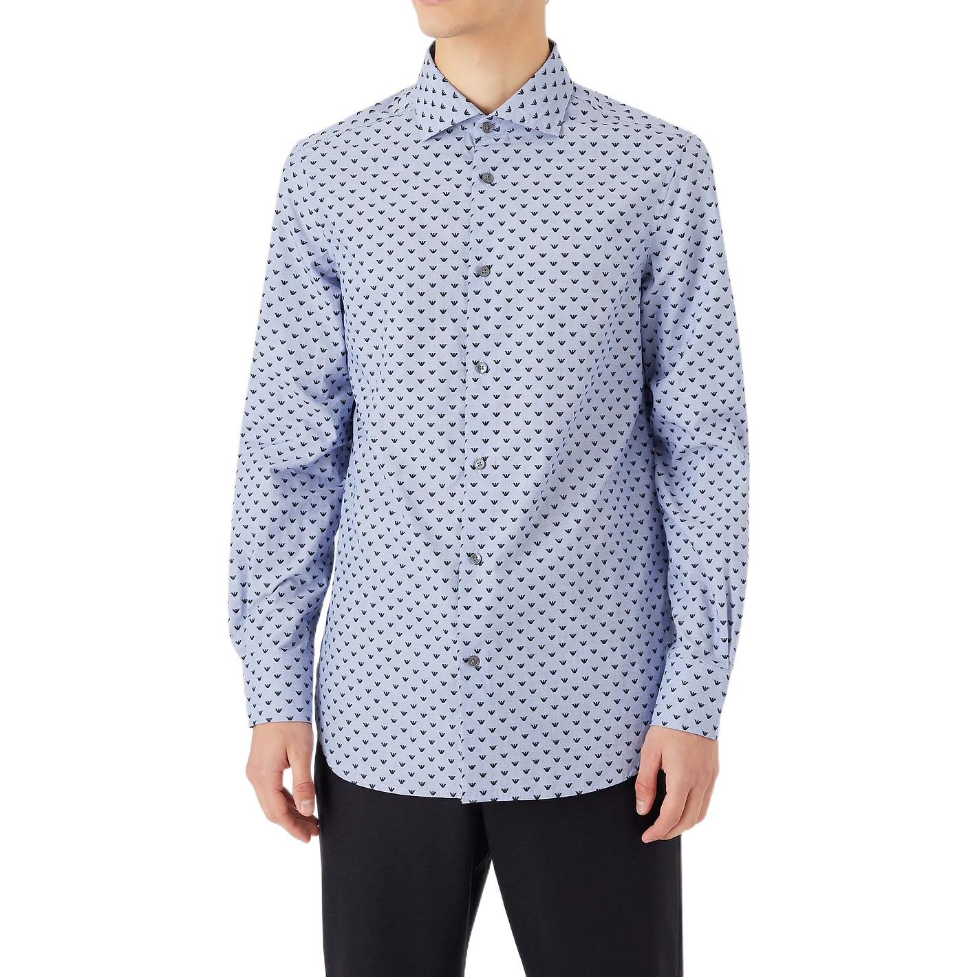 EMPORIO ARMANI Мужская синяя рубашка — фото 4