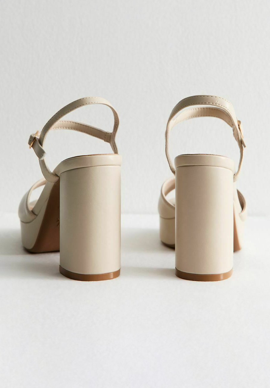 Босоножки на высоком каблуке PLATFORM SOLE BLOCK HEEL - Platform sandals New Look, кремовый — фото 3
